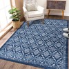Modern Rugs Floral Print Mat Non-Slip Boho Low Pile Non-Shedding Carpet, 5' x 7' Blue - 3 of 4