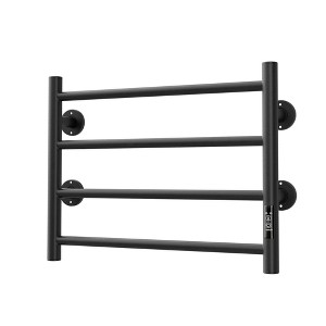 Angel Sar Electric Heated Towel Warmer, 4-Bar Stainless Steel Wall Mounted Towel Drying Rack, Black - 1 of 4