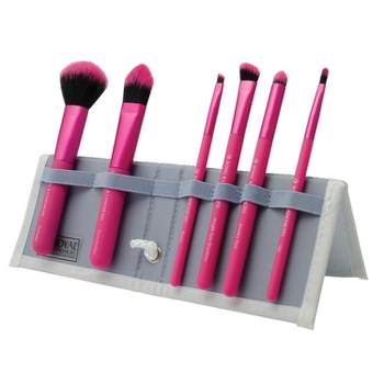 MODA Brush Total Face 7pc Travel Sized Flip Kit Makeup Brush Set, Includes Powder, Foundation, and Smoky Eye Makeup Brushes