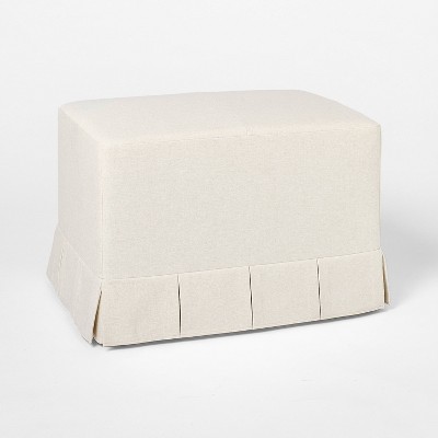 Box Pleat Upholstered Ottoman Cream - Threshold™ designed with Studio McGee