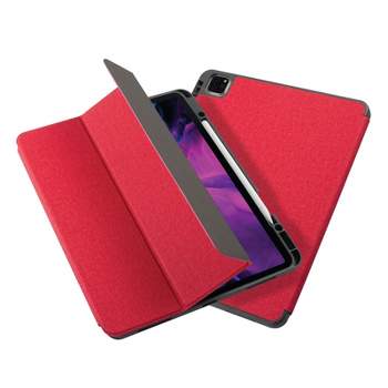 Insten - Soft TPU Tablet Case For iPad Pro 12.9" 2020, Multifold Stand, Magnetic Cover Auto Sleep/Wake, Pencil Charging, Red