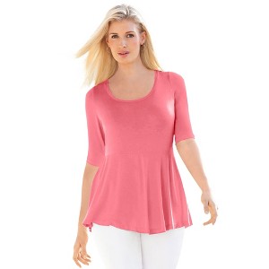 Jessica London Women's Plus Size Stretch Cotton Peplum Tunic - 1 of 4