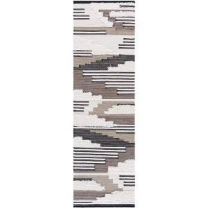 Kenya KNY280 Hand Woven Indoor Runner Rug- Black/Ivory - 2'3