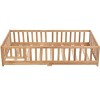 CAVINAS Twin Size Solid Wood Platform Bed Frame with Fence,Montessori Style Floor Bed for Kids Room,Bedroom - 4 of 4