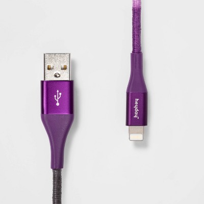  heyday™ 6' Lightning to USB-A Thread Wrapped Cable - Midnight Purple 