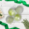 Northlight Snowflakes Shiny Glass Ball Christmas Ornaments - 3" (80mm) - Green and White  - 4ct - 2 of 4