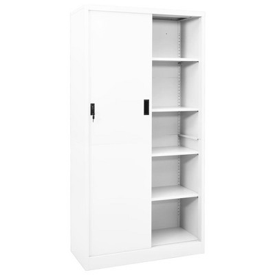 vidaXL Filing Cabinet Storage Filing Cabinet with Sliding Door White Steel