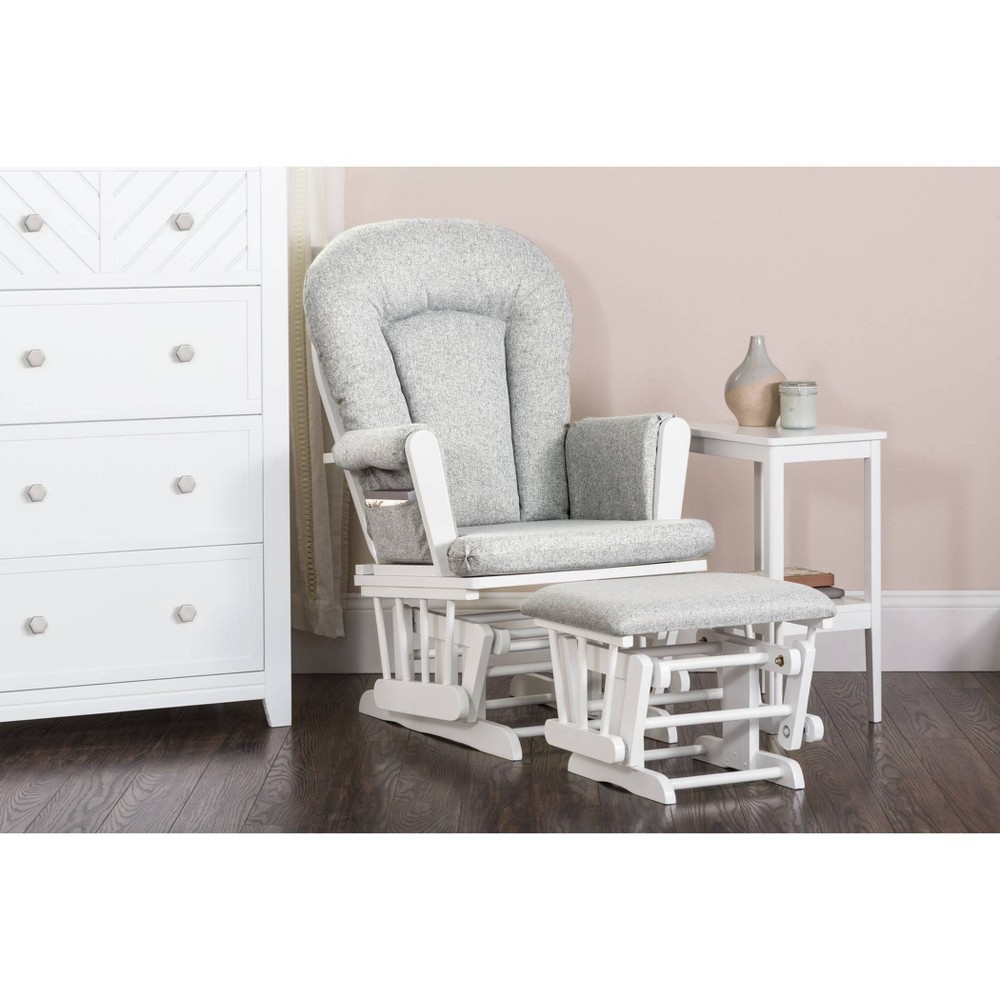 Child Craft Forever Eclectic Tranquil Glider and Ottoman - Matte White/Gray Herringbone