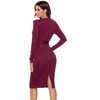 Womens Long Sleeve Slim Midi Dress Wedding Guest Bodycon Dress with Belt Criss Cross V-Neck Elegant - 3 of 3