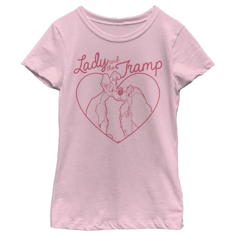 Girl's Lady and the Tramp Pink Nose Kisses T-Shirt, 1 of 5