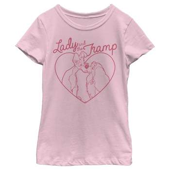 Girl's Lady and the Tramp Pink Nose Kisses T-Shirt