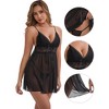 INSPIRE CHIC Women's See Through Lace Mesh Lightweight Teddy Deep-V Adjustable Spaghetti Straps Above Knee Full Slip - 3 of 4
