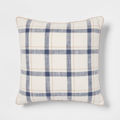 Woven Striped With Plaid Reverse Square Throw Pillow Blue - Threshold™ :  Target