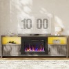 Bestier 71" Fireplace TV Stand for TVs up to 75" LED Entertainment Center with 23" Remote Control Electric Fireplace, Wash Grey - 2 of 4