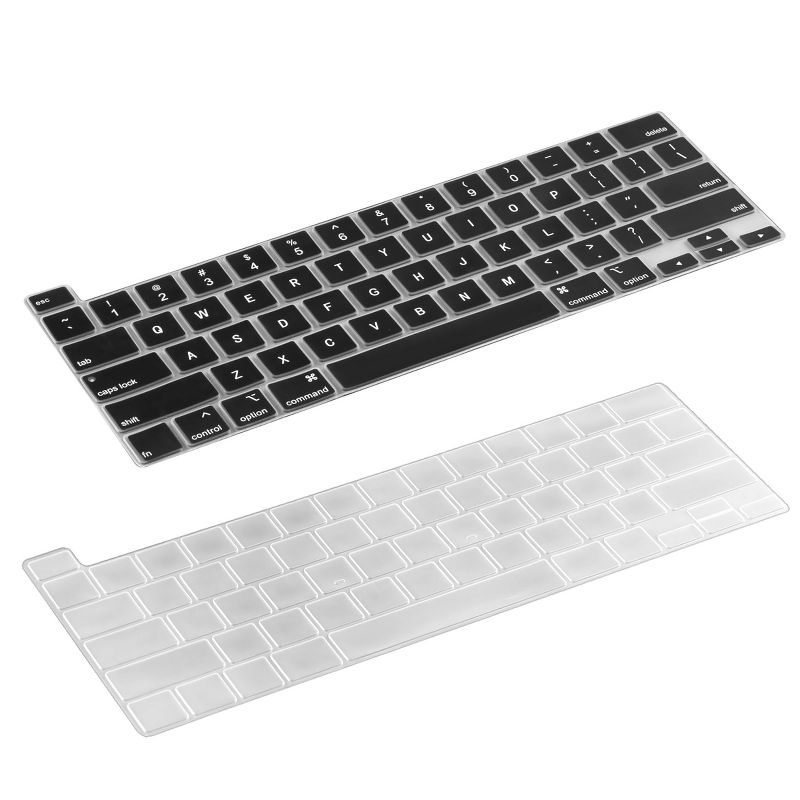 Insten 2 Pack Keyboard Cover Protector Compatible with 2020 Macbook Pro 13", Ultra Thin Silicone Skin, Tactile Feeling, Anti-Dust, Clear & Black, 1 of 10