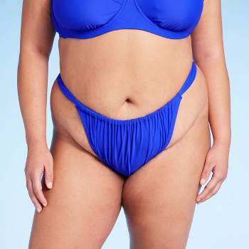 Women's Mid-Rise Cheeky High Leg Bikini Bottom - Wild Fable™ Blue