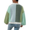Women's Color Block Open Front Long Sleeve Ribbed Knit Cropped Cardigan Sweaters - 2 of 4