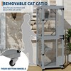 Wood Catio Outdoor Cat Enclosure, Outdoor Cat House with 4 Wheels, Wooden Cat Enclosures for Patio - 4 of 4