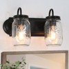 LNC Aries 14-in 2-Lights Black and Mason Jar LED Farmhouse Vanity  Lights - 2 of 4
