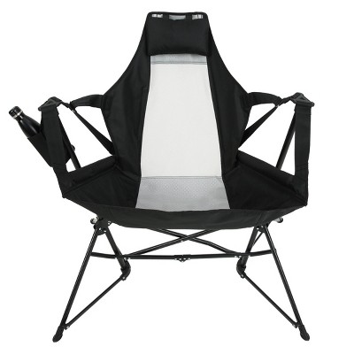 Hammock Camping Chair, Aluminum Alloy Adjustable Back Swinging Chair with Pillow Cup Holder, Recliner with Carry Bag for Outdoor Travel-Coolbibila