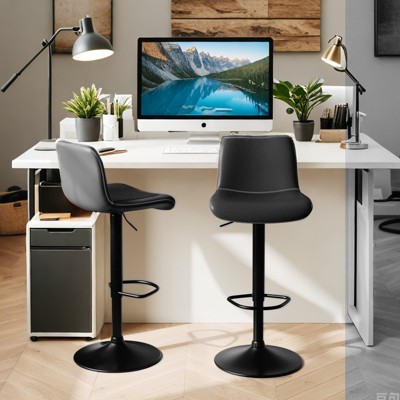 Swivel Bar Stools, Counter Height Bar Stools with Back, Adjustable Bar Stools,Faux Leather Bar Stools for Kitchen Island