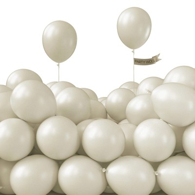 PartyWoo Balloons White Sand Beige Cream Ivory Small Mini 5 Inch 120 pcs
