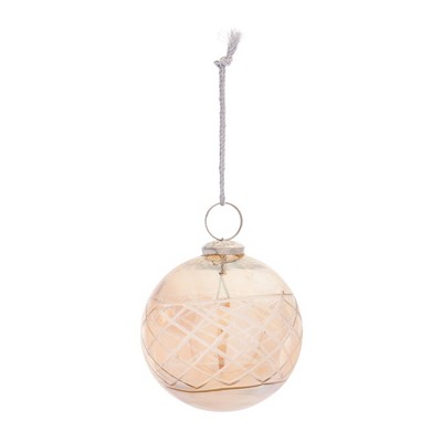 Rustic Brown Etched Glass Ball Ornaments Set of 6