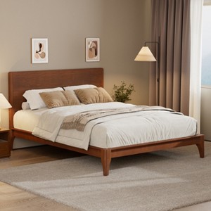 Merax Mid-Century Modern Bamboo Platform Bed with Headboard and Metal Support - 1 of 4