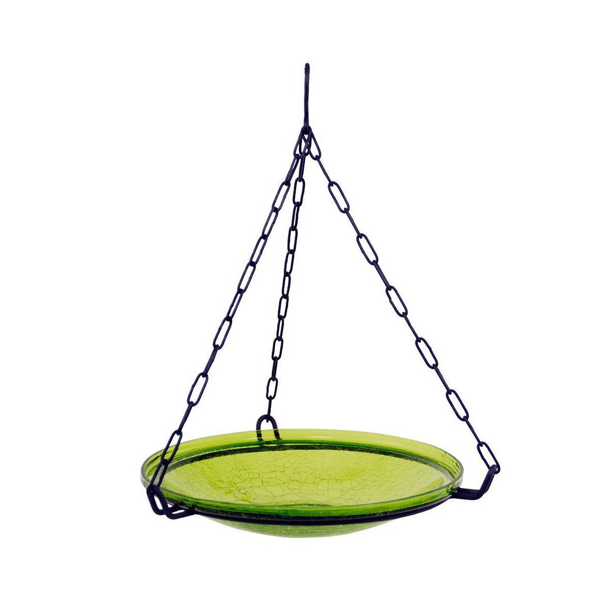 17" Diameter Reflective Crackle Glass Hanging Birdbath Bowl Fern Green - Achla Designs: Weather-Resistant, No Assembly Required