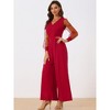Allegra K Women's Elegant V Neck Mesh Long Sleeve Loose Wide Leg Party Jumpsuits - 2 of 4