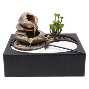 YIYIBYUS Tabletop Water Fountain, Water Fountain Indoor of Garden Desk Fountain with LED Light for Home Office Bedroom - 1 of 4