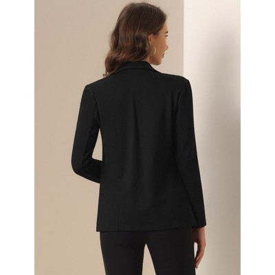 INSPIRE CHIC Women's Office Notched Lapel Long Sleeve Open Front Blazer Black Small — фото 3