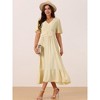 Seta T Women's Boho Ruffle Short Sleeve V Neck Swiss Dots Tiered Midi Dress - 3 of 4