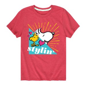 Boys' - Peanuts - Snoopy Woodstock Stylin Short Sleeve Graphic T-Shirt - 1 of 4