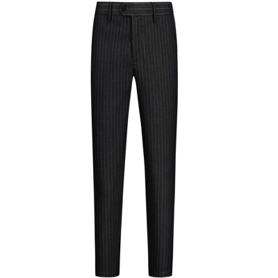 Lars Amadeus Men's Striped Slim Fit Business Flat Front Printed Pants
