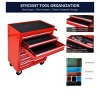red Father's Day Gifts 7 Drawer Metal Tool Chest 30 Inch Tool Cart On Wheels With Lock & Toolboxes Trays For Garage Tool Storage Cabinet Red Blue Opt - 3 of 4