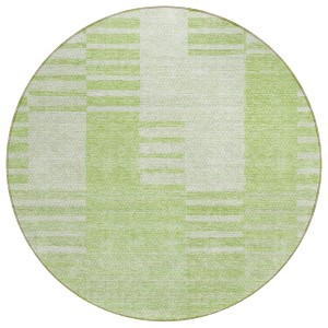 Artichoke Green And Mint Green Striped Washable Indoor Outdoor Area Rug - 1 of 4