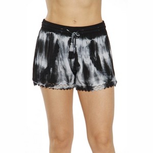 Riviera Sun Women's Tie-Dye Boho Shorts – Lightweight Rayon Summer Lounge Shorts with Crochet Trim and Drawstring Waist - 1 of 2
