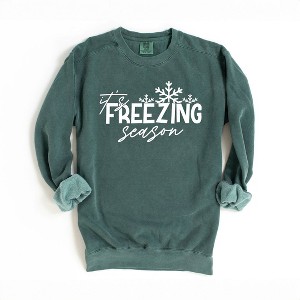 Simply Sage Market Women's Garment Dyed Graphic Sweatshirt It's Freezing Season - 1 of 3