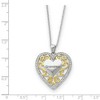 Black Bow Jewelry Rhodium & Gold Tone Plated Silver & CZ Grandma Heart Necklace, 18 Inch - 2 of 4