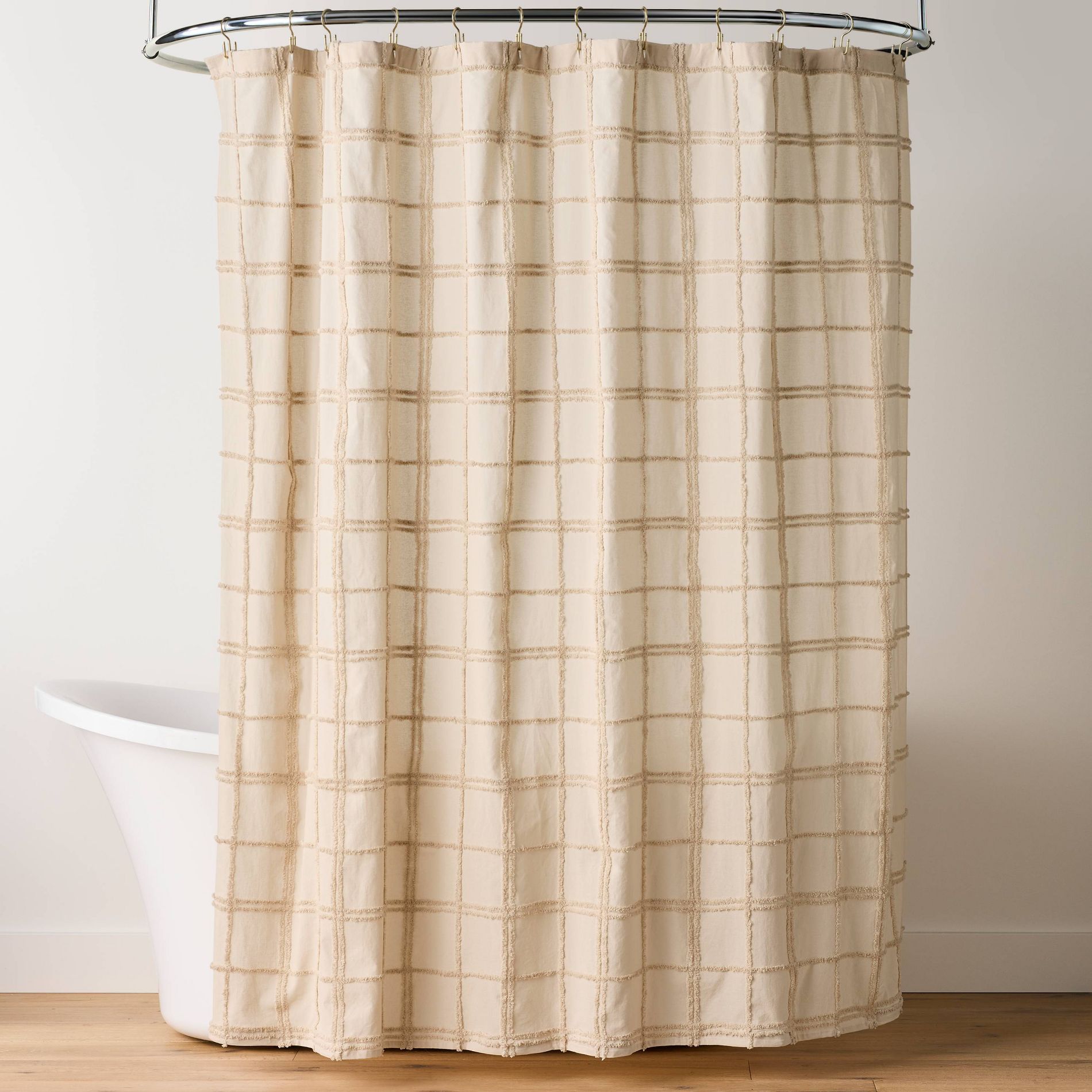 Tufted Grid Shower Curtain Tan - Hearth & Hand™ with Magnolia