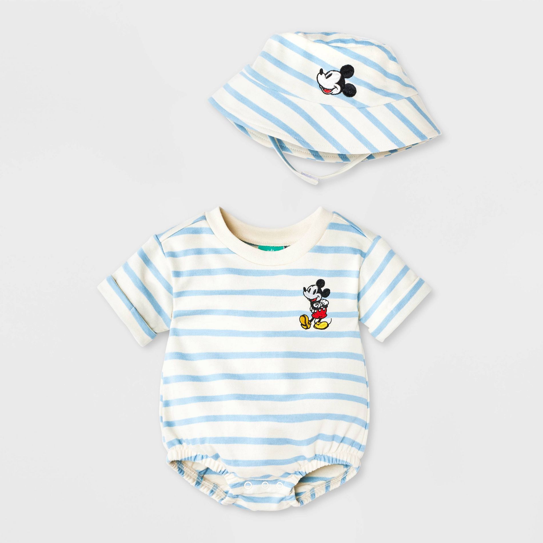 Baby Boys' 2pc Disney Mickey Mouse Romper & Hat Set - Blue
