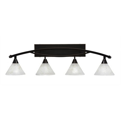 Toltec Lighting Bow 4 - Light Vanity in  Black Copper with 7" Gold Ice Shade
