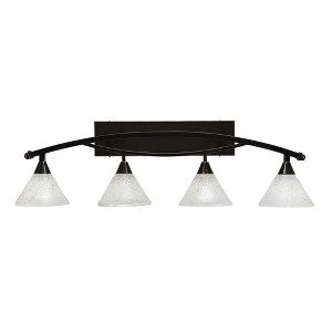Toltec Lighting Bow 4 - Light Vanity in  Black Copper with 7" Gold Ice Shade - 1 of 1