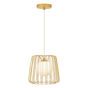 9.87" Lucas Caged Globe Shade Pendant Light - River of Goods: Frosted Glass, Adjustable Height - 1 of 4