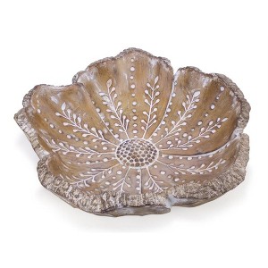 Whitewashed Carved Flower Bowl 3 Inch for Tabletop Display By Melrose - 1 of 3