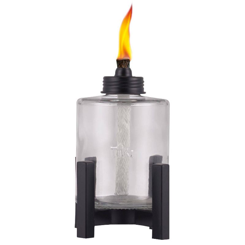 TIKI Elevated Tall Glass Tabletop Outdoor Torch, 3 of 7
