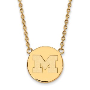 Black Bow Jewelry 14k Yellow Gold Plated Sterling Silver Michigan Wolverines NCAA Necklace 18 Inch - 1 of 4