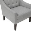 Fabric Upholstery Accent Chair with Button-Tufted Back, Foam Cushions, Reversible Seat and Brown Wood Legs - 4 of 4