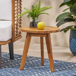 Sapphtopaz Outdoor End Table Modern Outdoor Side Table, Wood Patio Table Small Table for Backyard, Balcony, Porch - 1 of 4